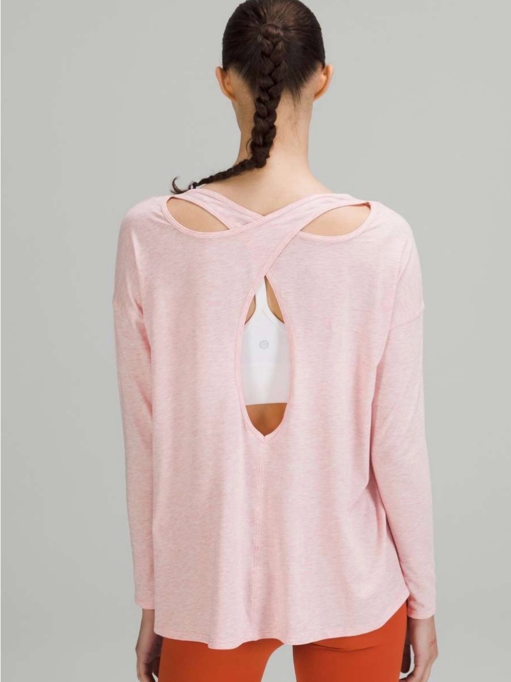Lululemon Back Into It Long Sleeve in Heathered Pink Puff